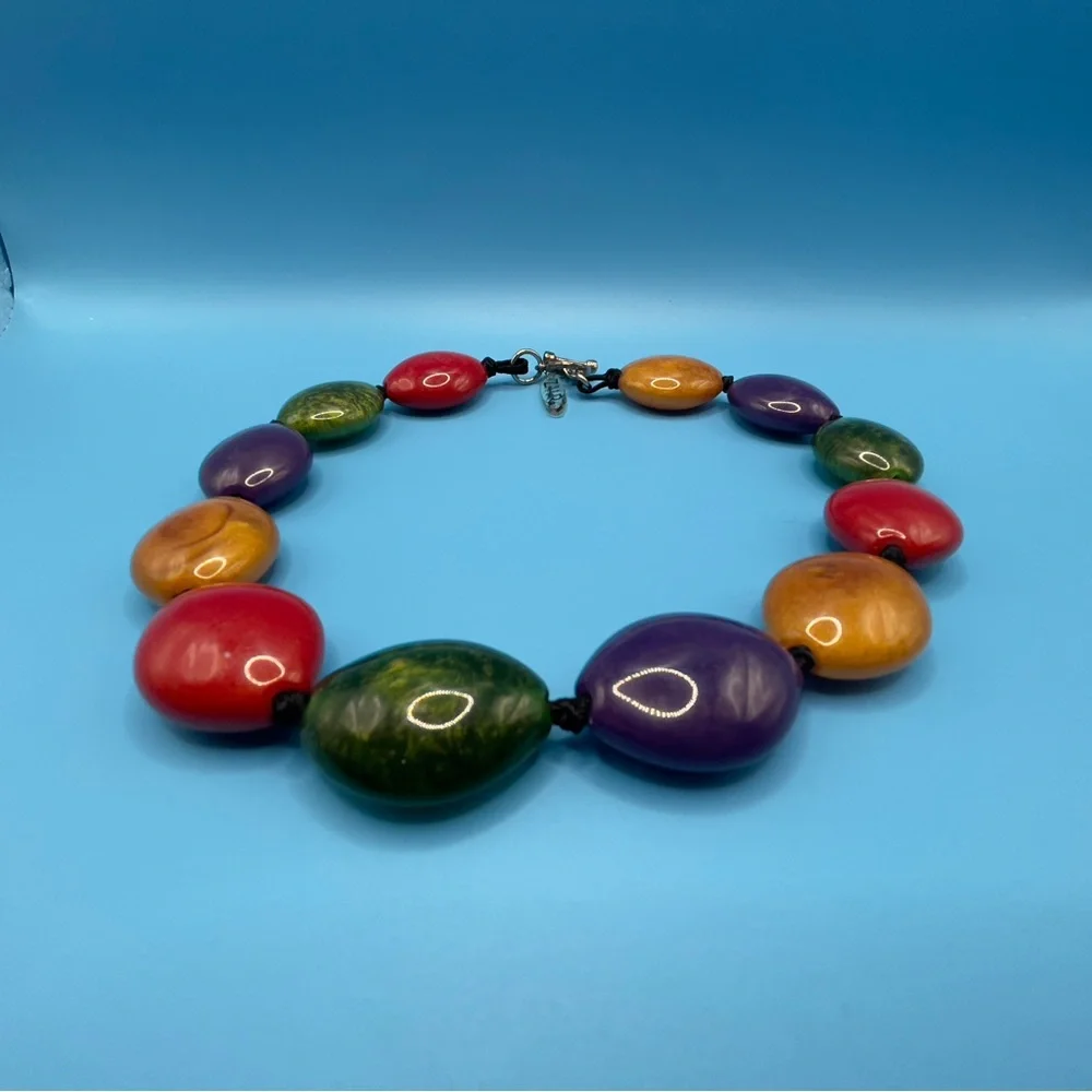 SIGNED ZAHARA LUCITE RAINBOW CHOKER NECKLACE – Rare One-of-a-Kind! 🌈 - Picture 1 of 4